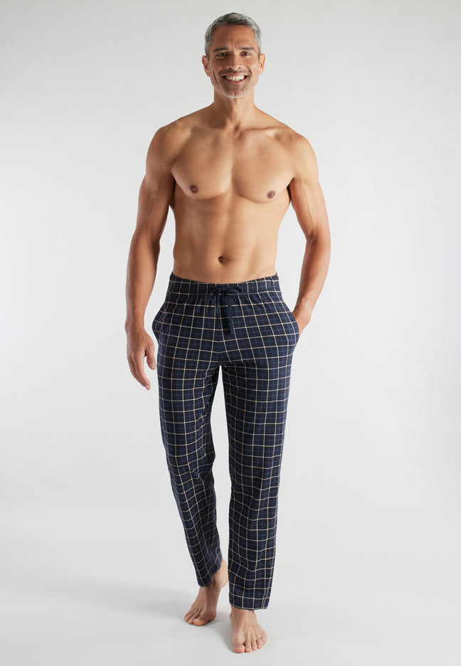 CECEBA Herren Lange-Hose blau kariert