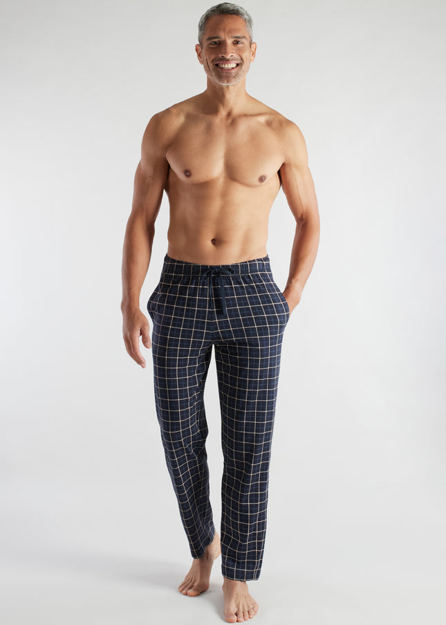 CECEBA Herren Lange-Hose blau kariert