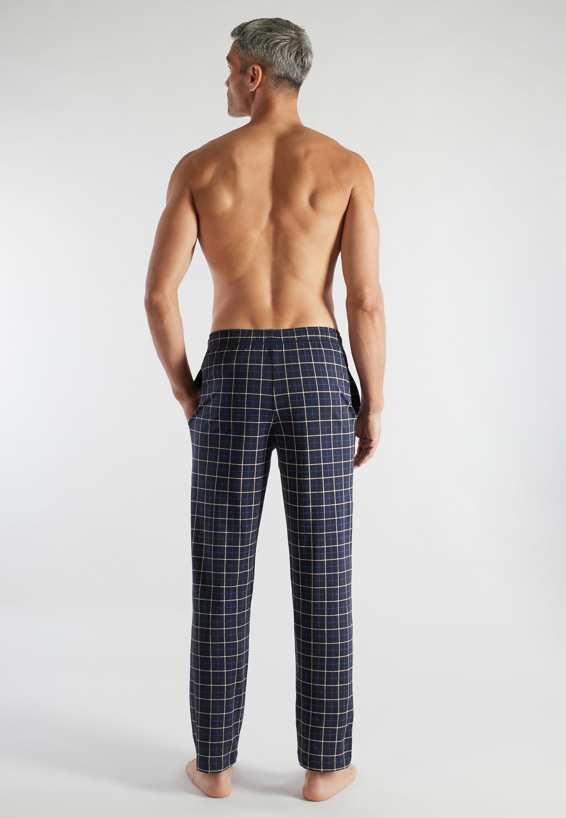 CECEBA Herren Lange-Hose blau kariert