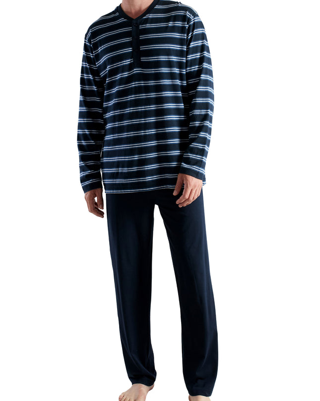 CECEBA Herren Pyjama blau quergestreift