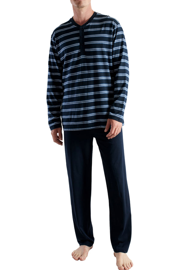 CECEBA Herren Pyjama blau quergestreift