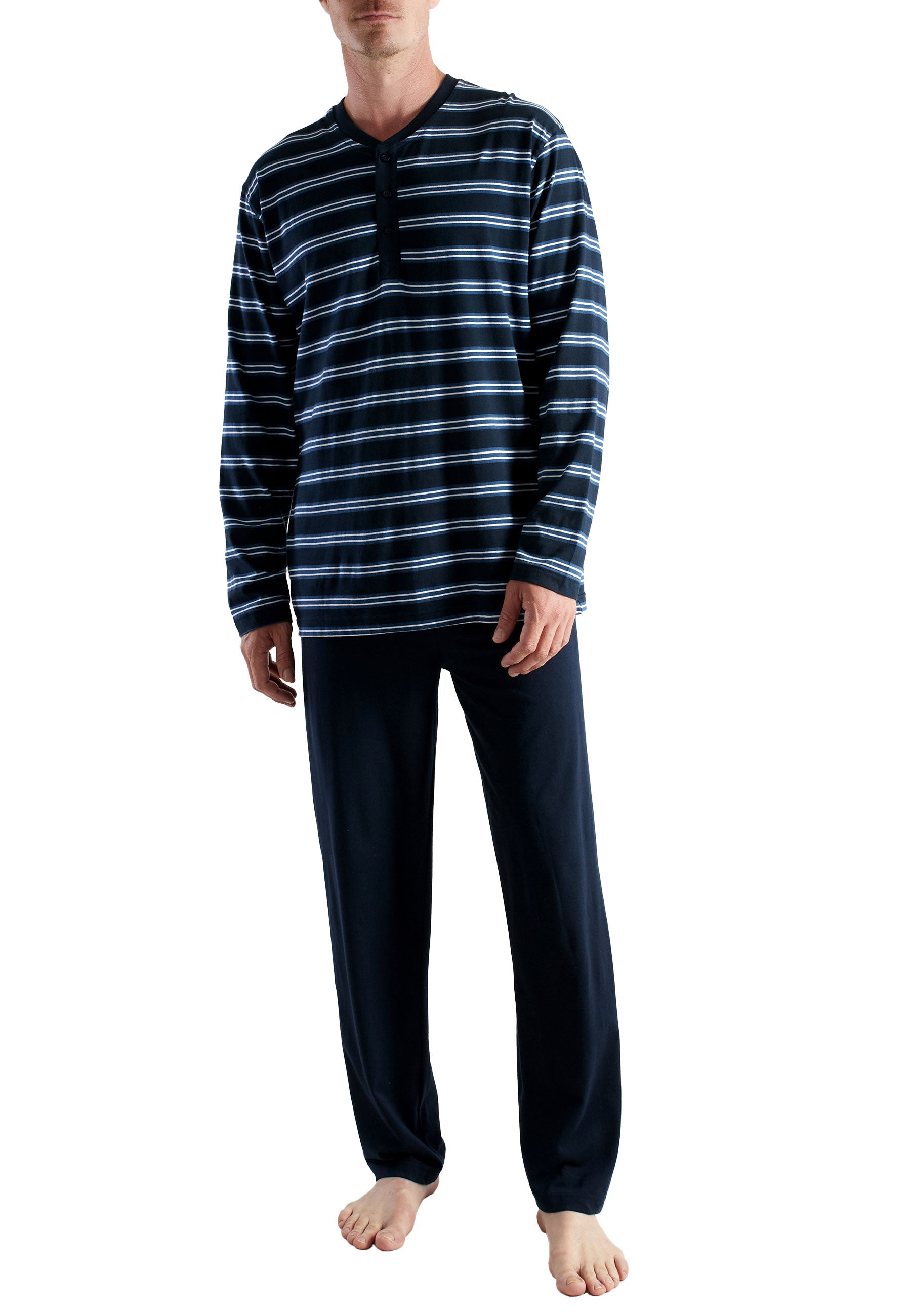 CECEBA Herren Pyjama blau quergestreift