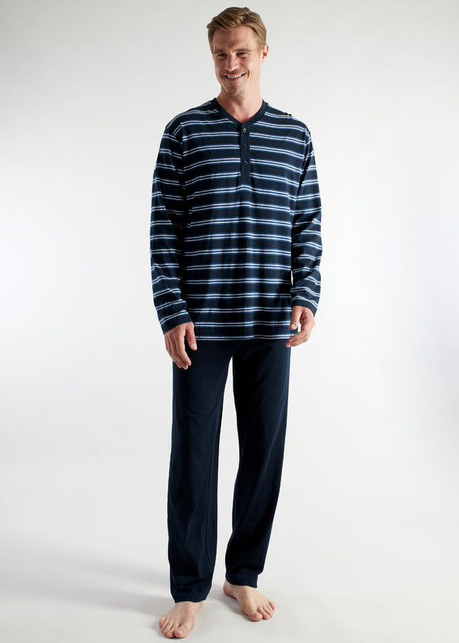 CECEBA Herren Pyjama blau quergestreift