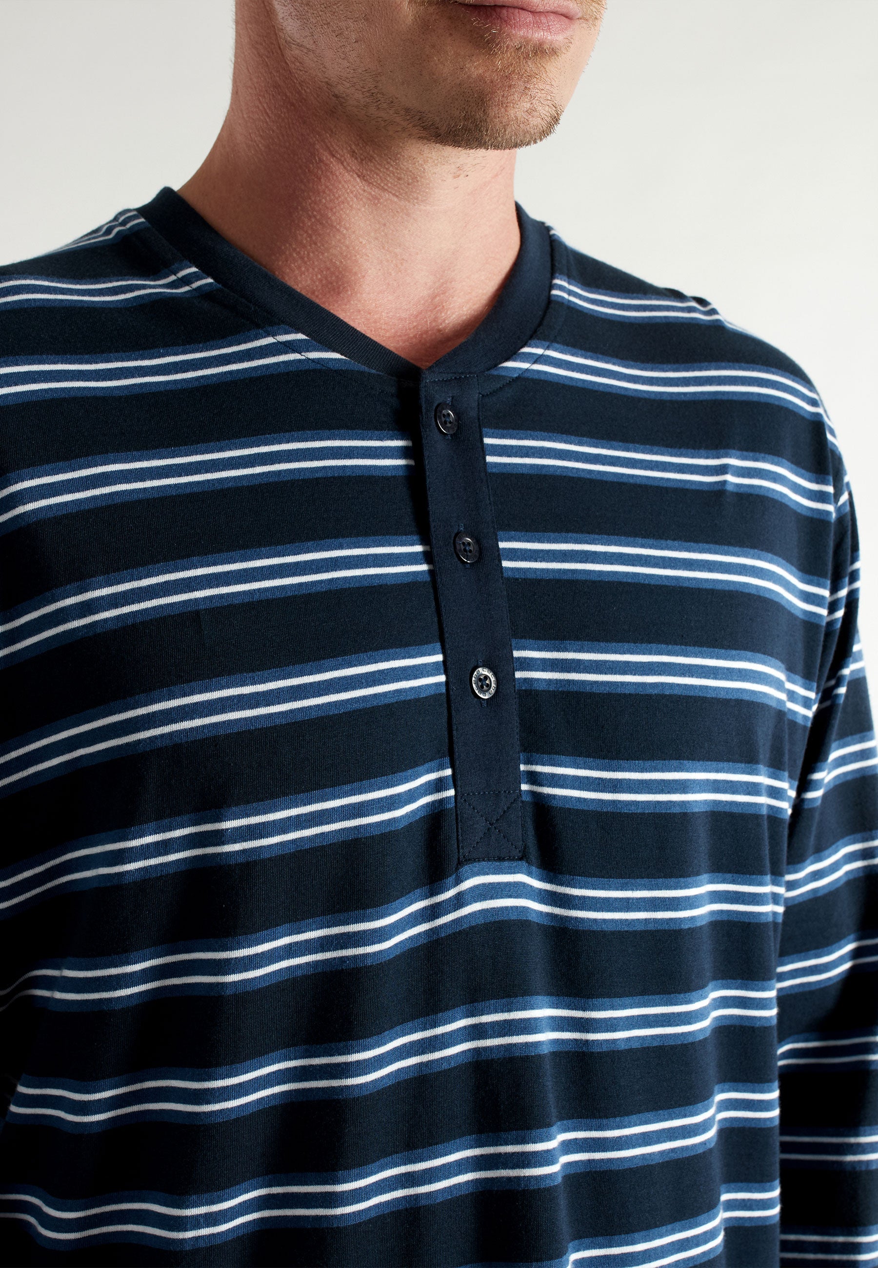 CECEBA Herren Pyjama blau quergestreift