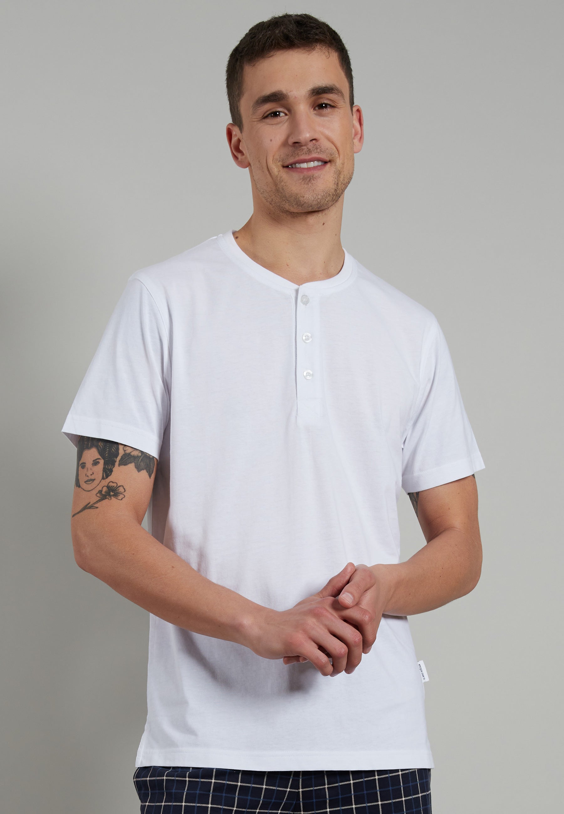 CECEBA Herren Shirt weiß uni