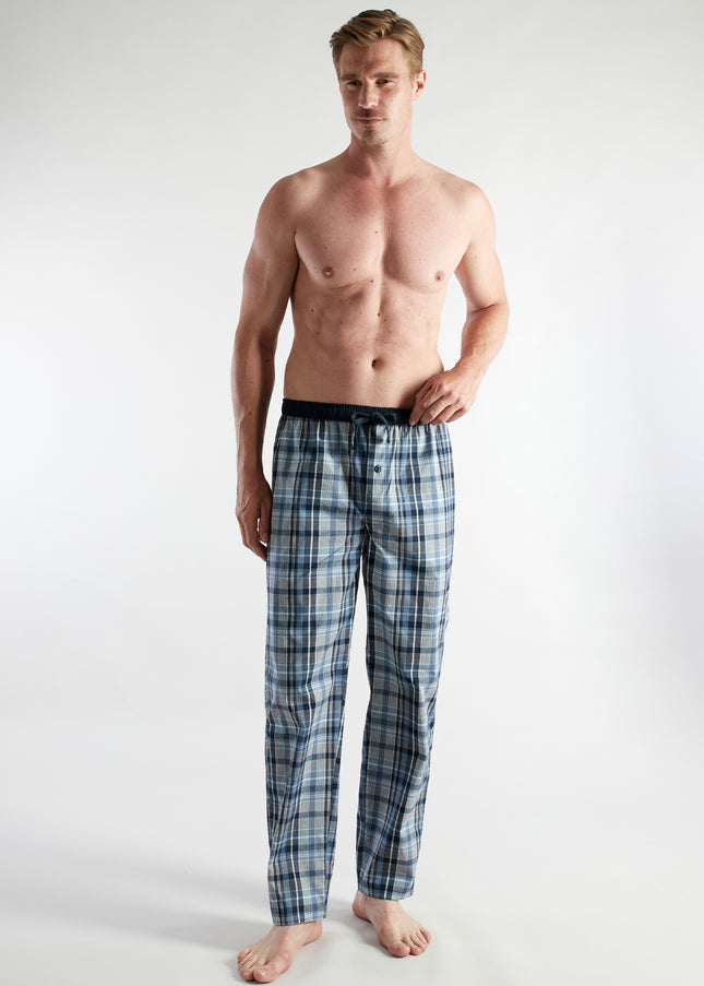 CECEBA Herren Lange-Hose blau kariert