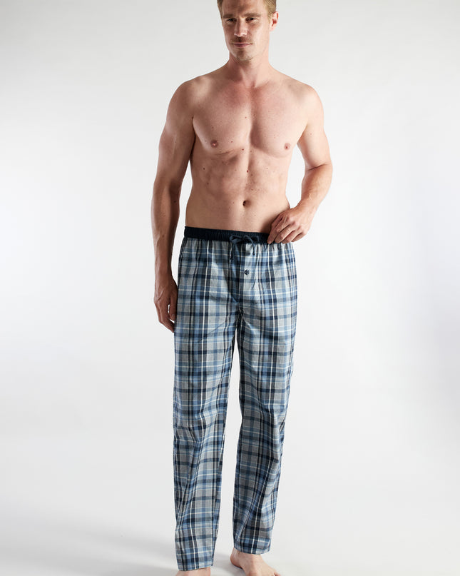 CECEBA Herren Lange-Hose blau kariert