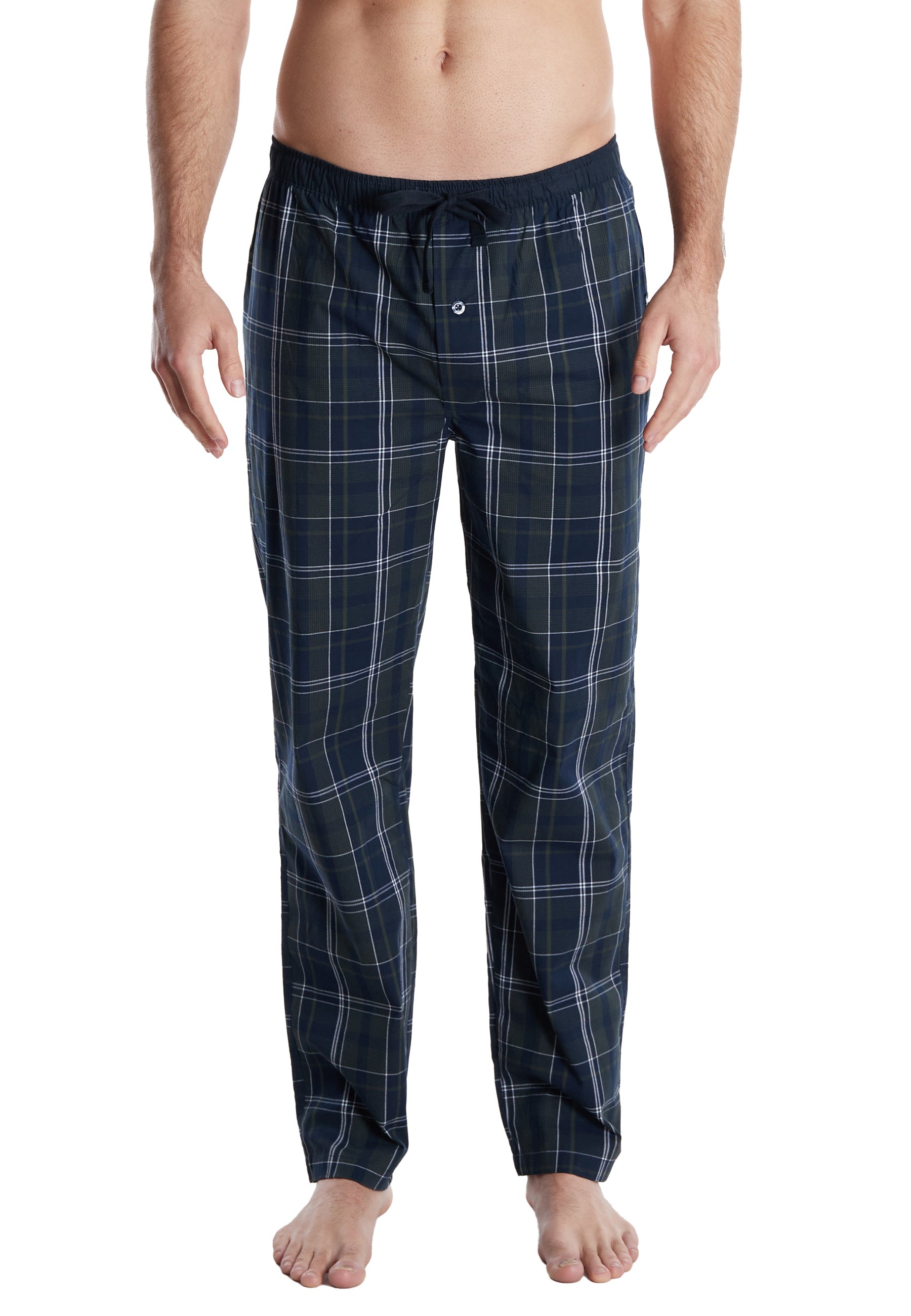 CECEBA Herren Lange-Hose blau kariert