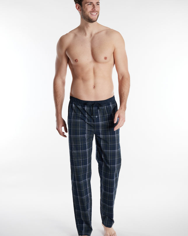 CECEBA Herren Lange-Hose blau kariert