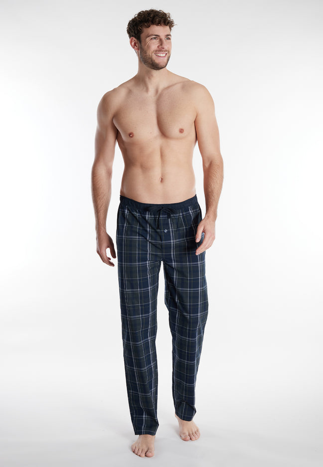 CECEBA Herren Lange-Hose blau kariert