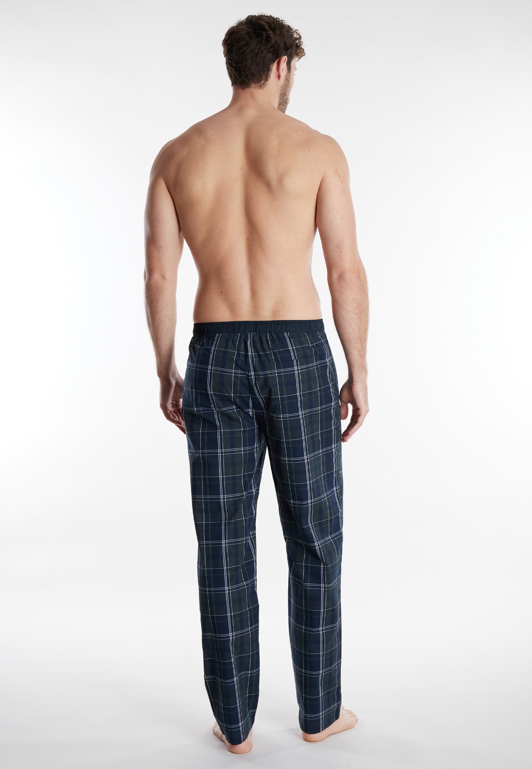 CECEBA Herren Lange-Hose blau kariert
