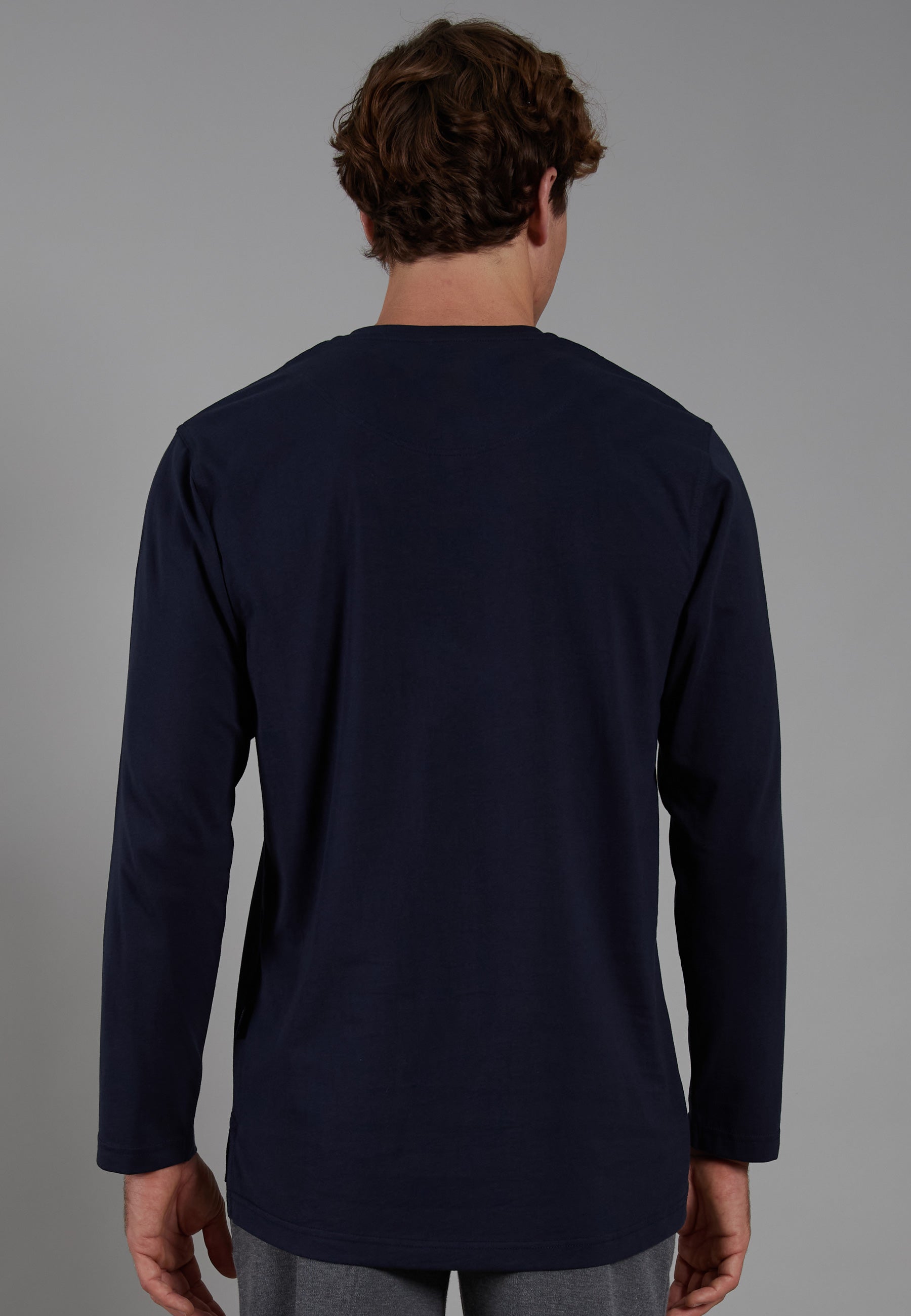 CECEBA Herren Longsleeve blau uni
