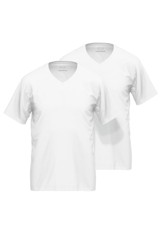 CECEBA Herren Shirt weiß uni 2er Pack