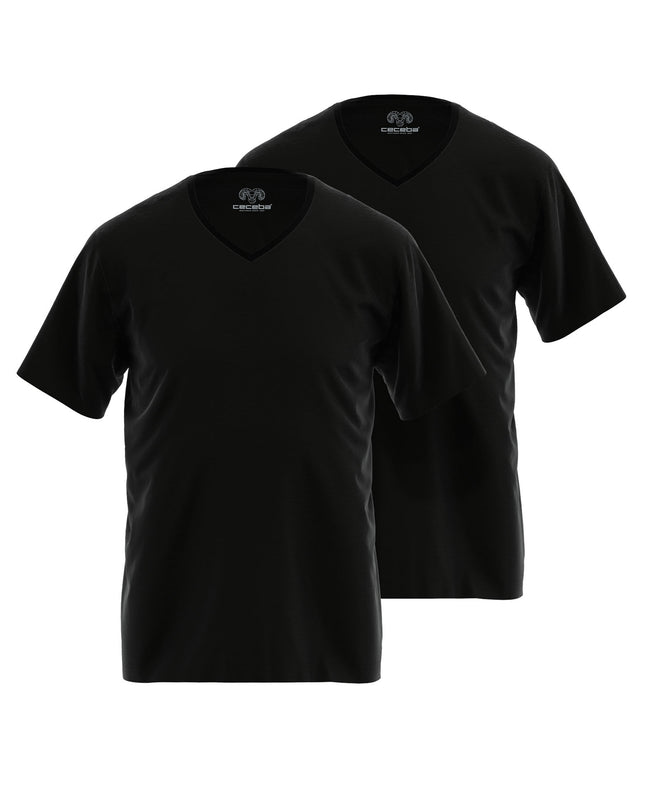 CECEBA men's shirt black plain 2-pack