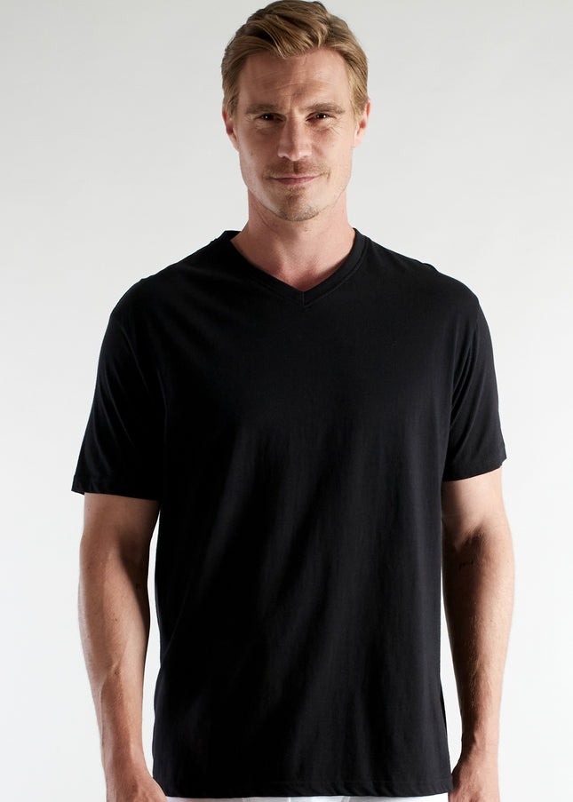 CECEBA Herren Shirt schwarz uni 2er Pack