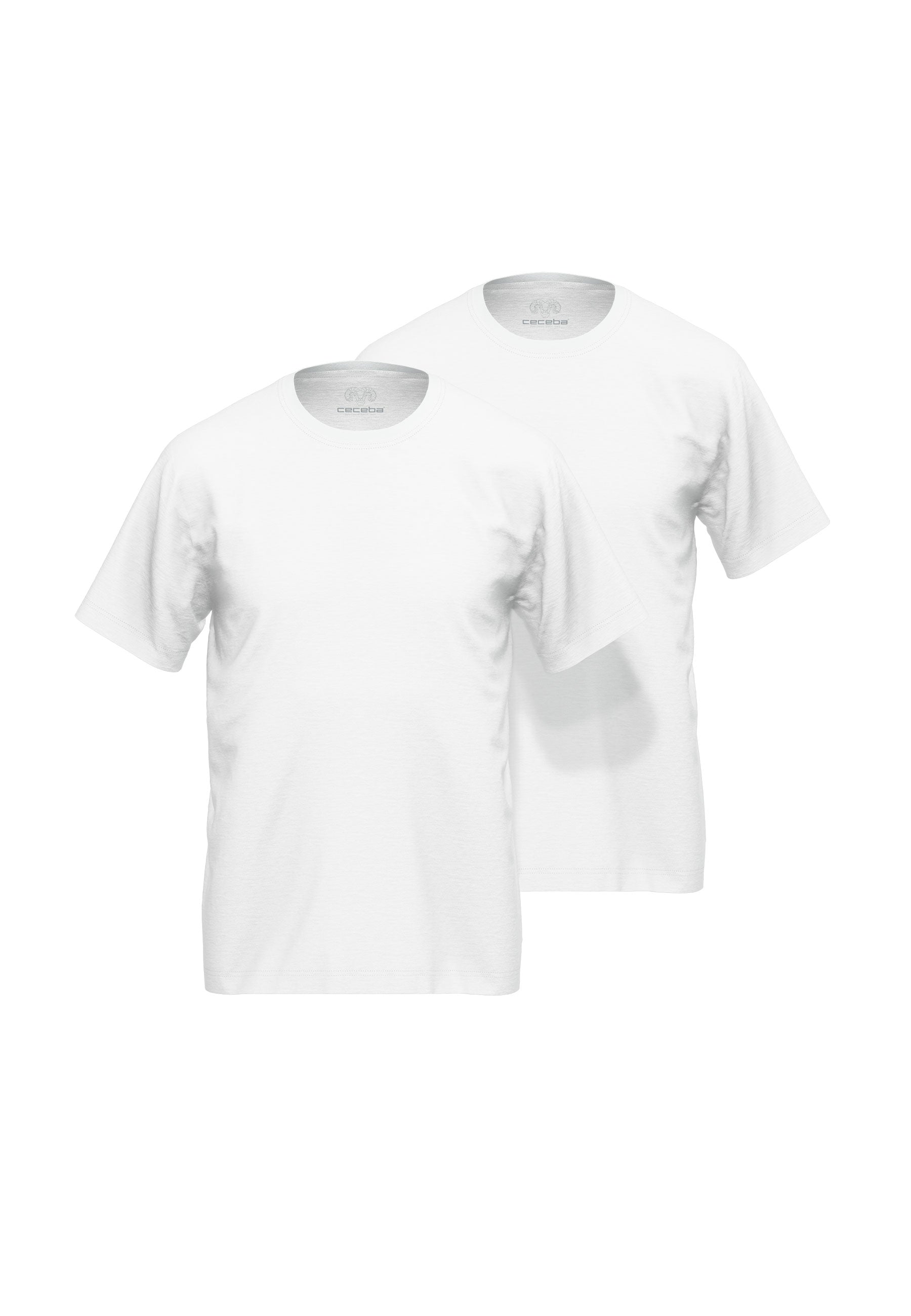 CECEBA Herren Shirt weiß uni 2er Pack