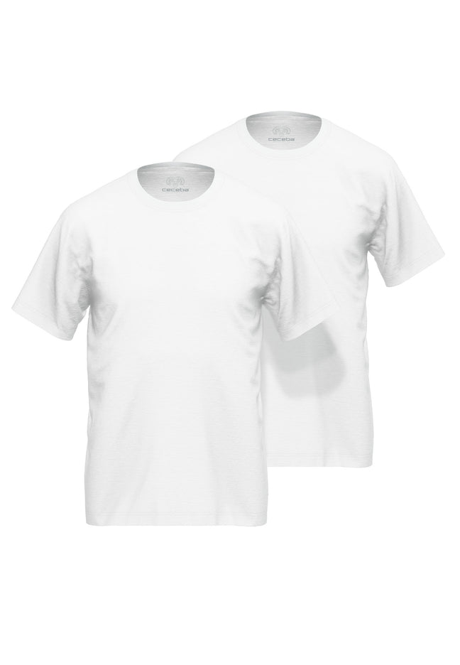 CECEBA Herren Shirt weiß uni 2er Pack
