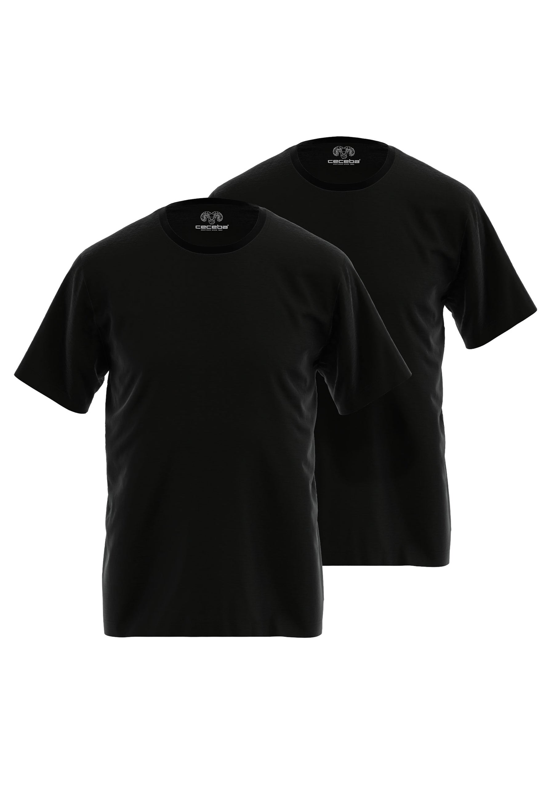 CECEBA Herren Shirt schwarz uni 2er Pack