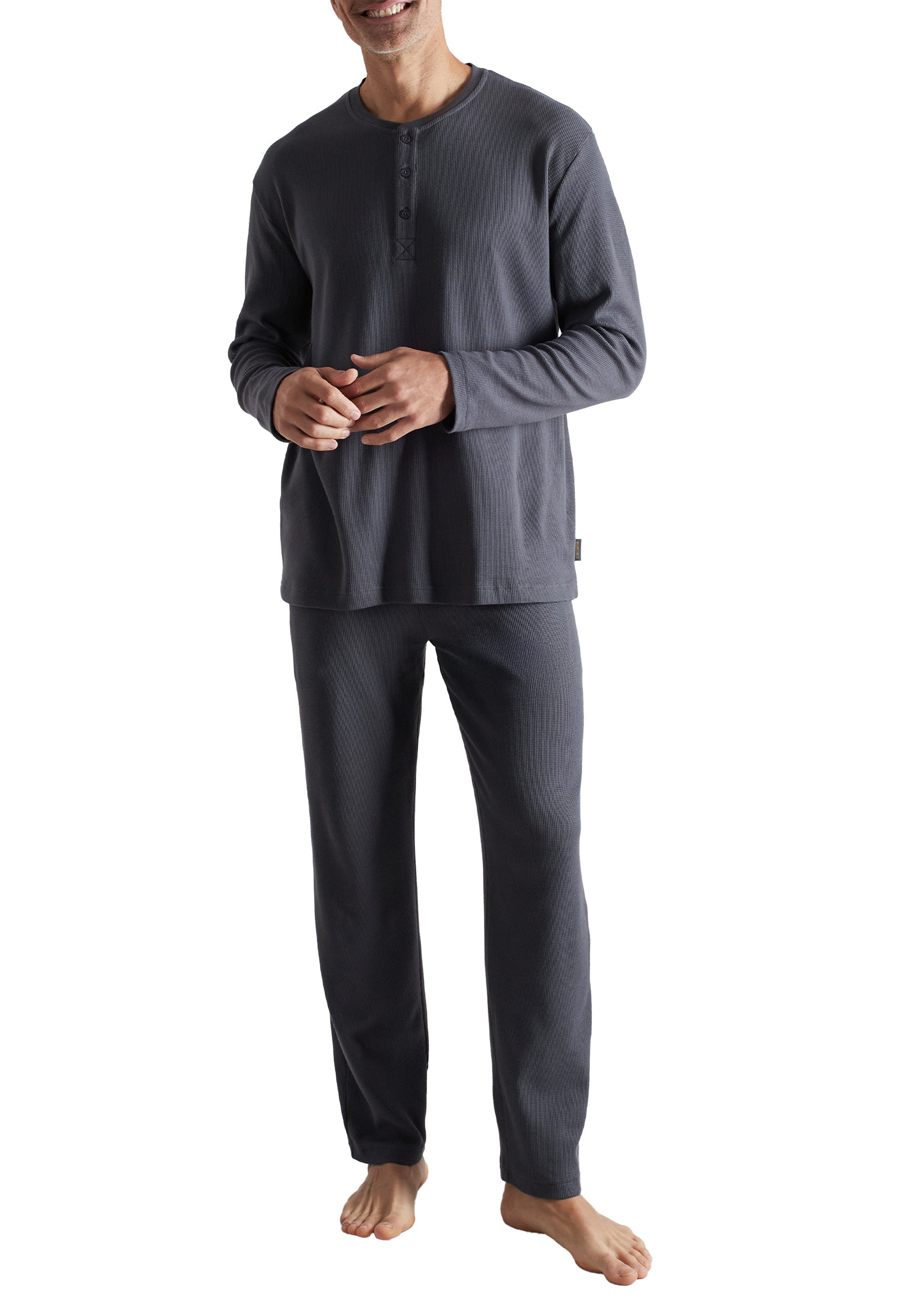 CECEBA Herren Pyjama grau uni