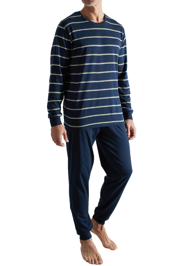 CECEBA Herren Pyjama blau quergestreift