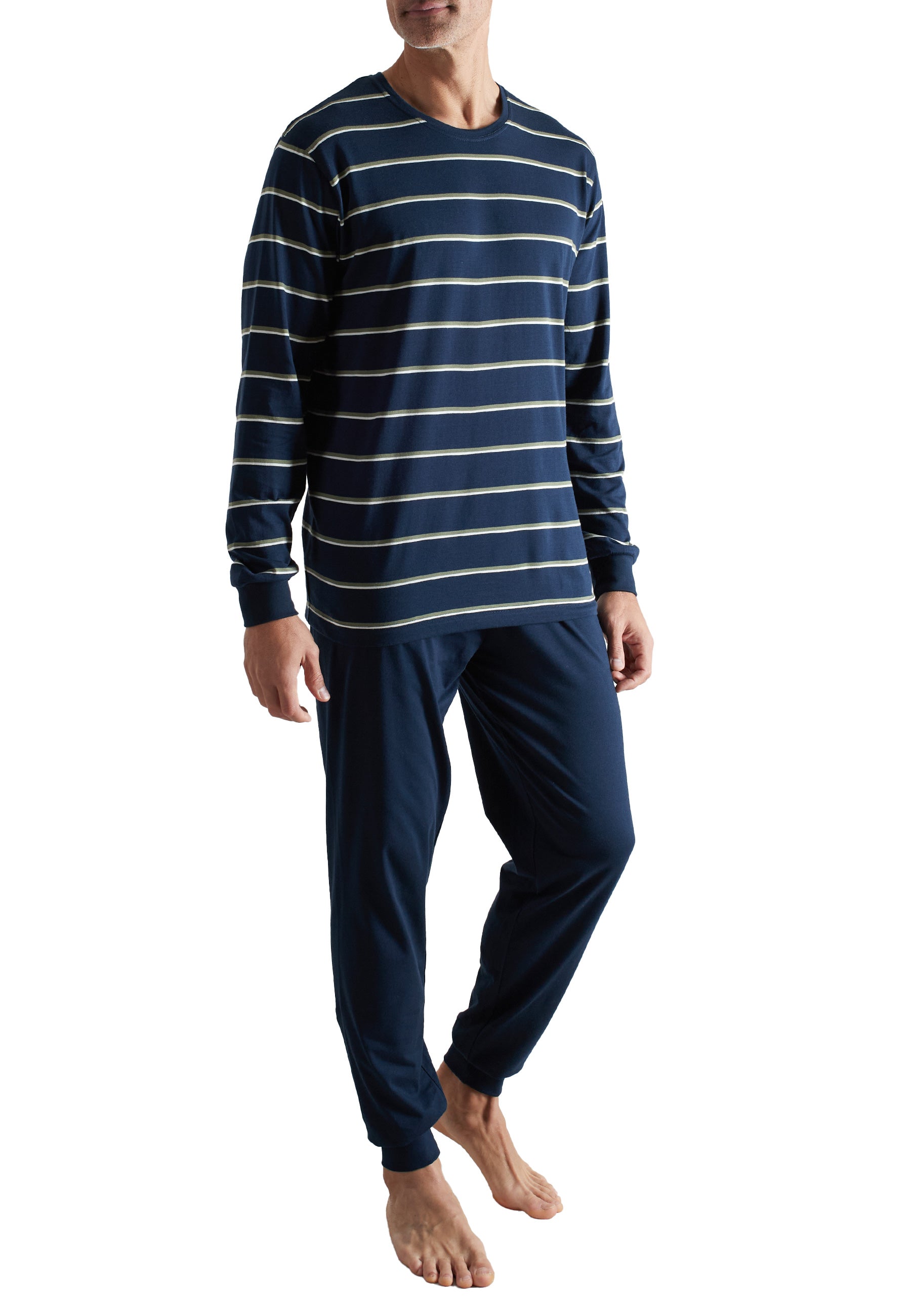 CECEBA Herren Pyjama blau quergestreift