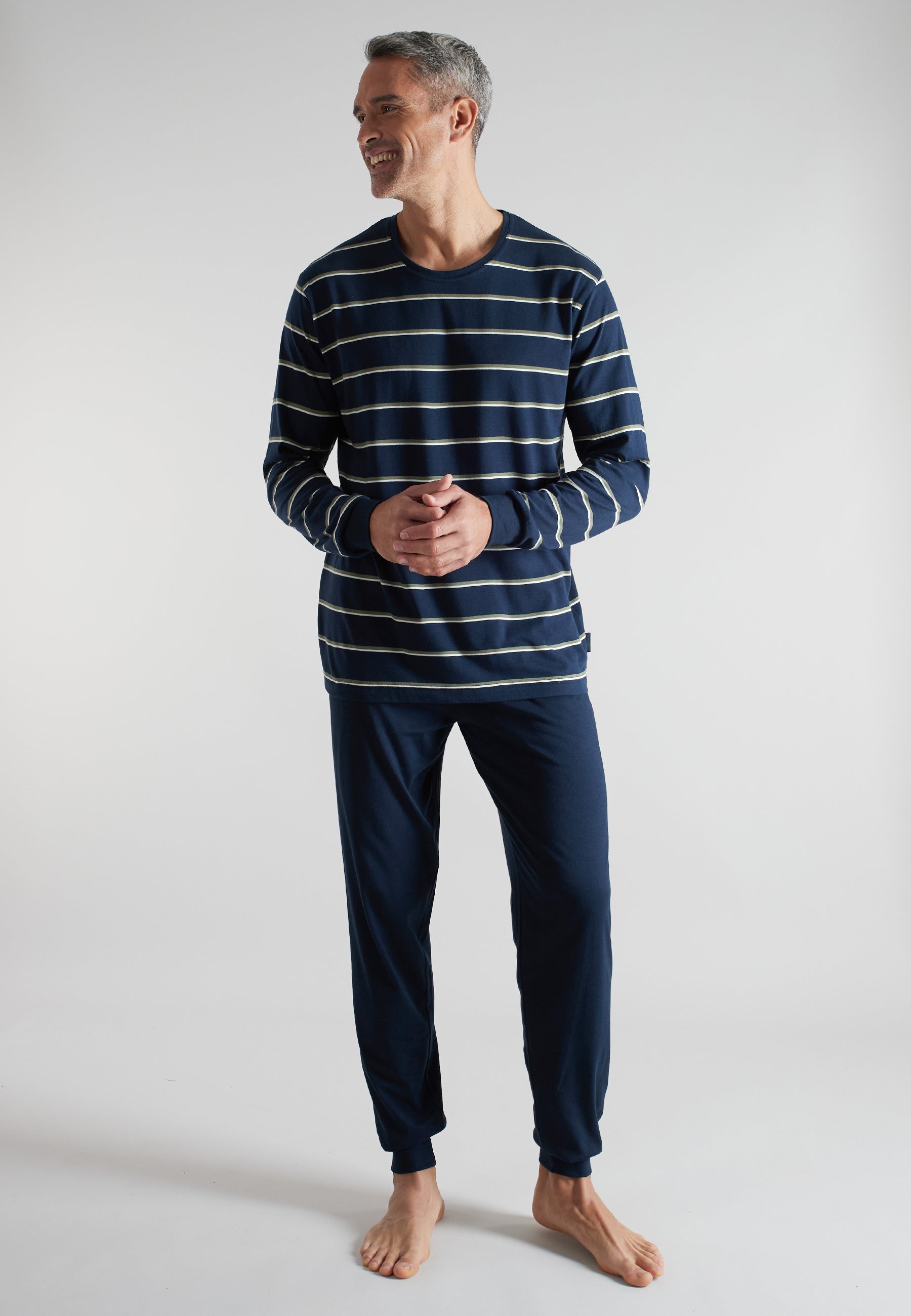 CECEBA Herren Pyjama blau quergestreift