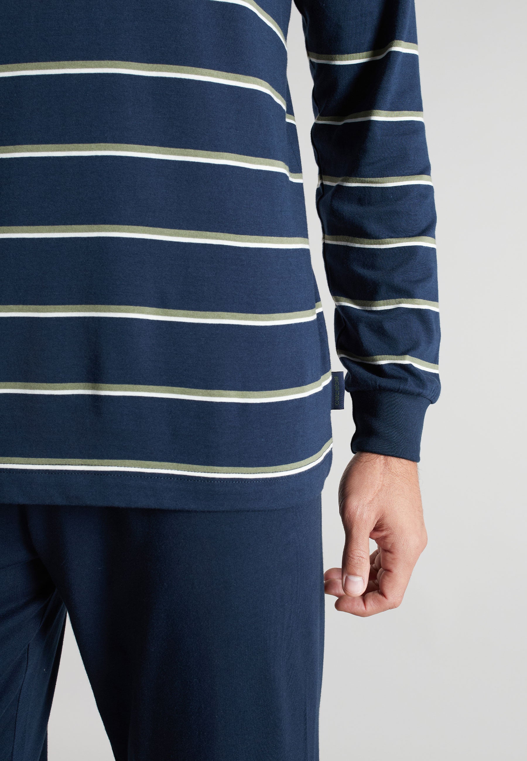 CECEBA Herren Pyjama blau quergestreift