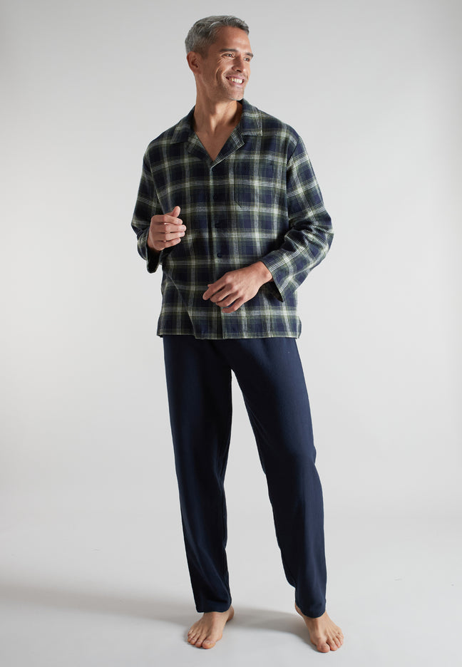 CECEBA Herren Pyjama grün kariert