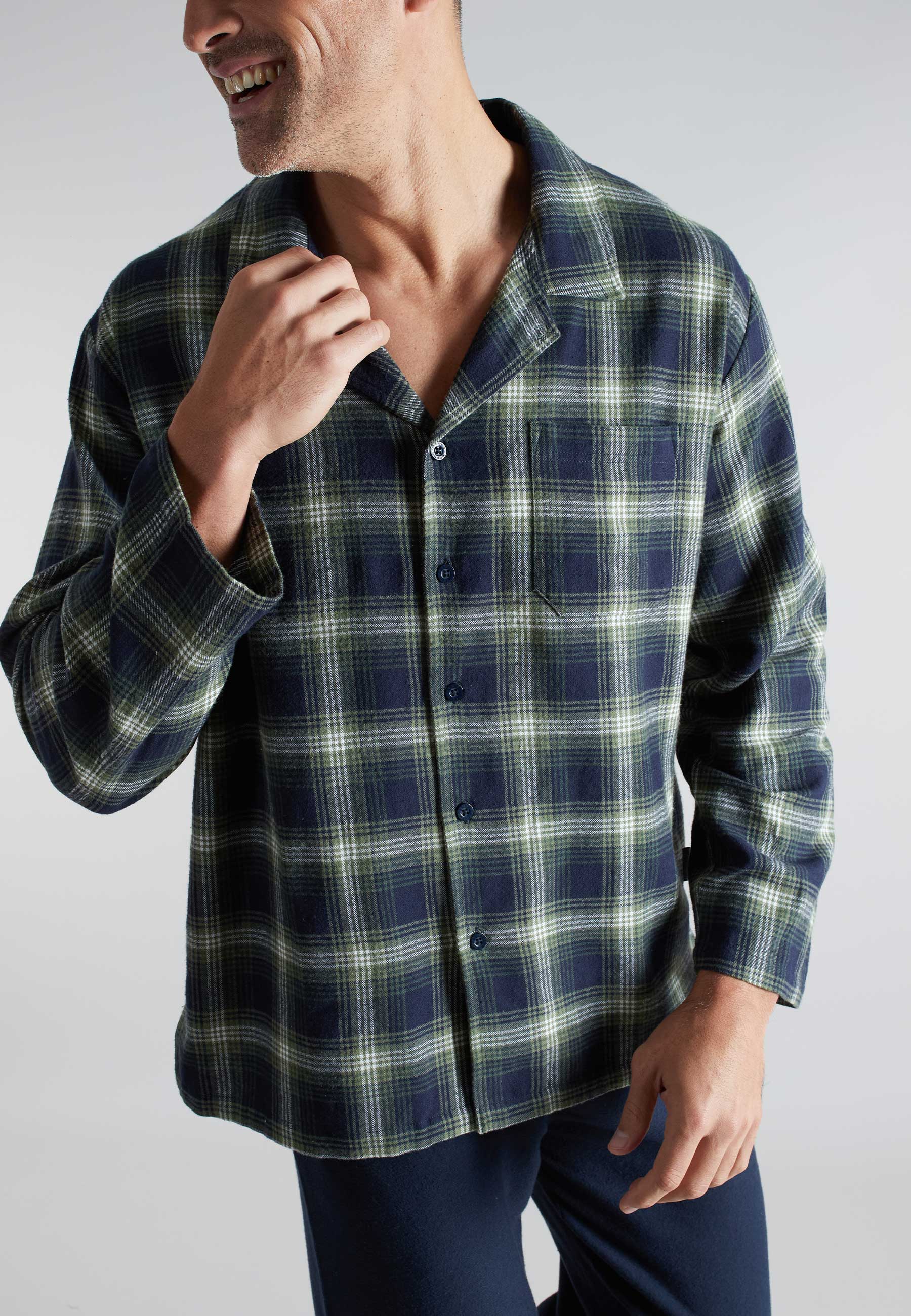 CECEBA Herren Pyjama grün kariert