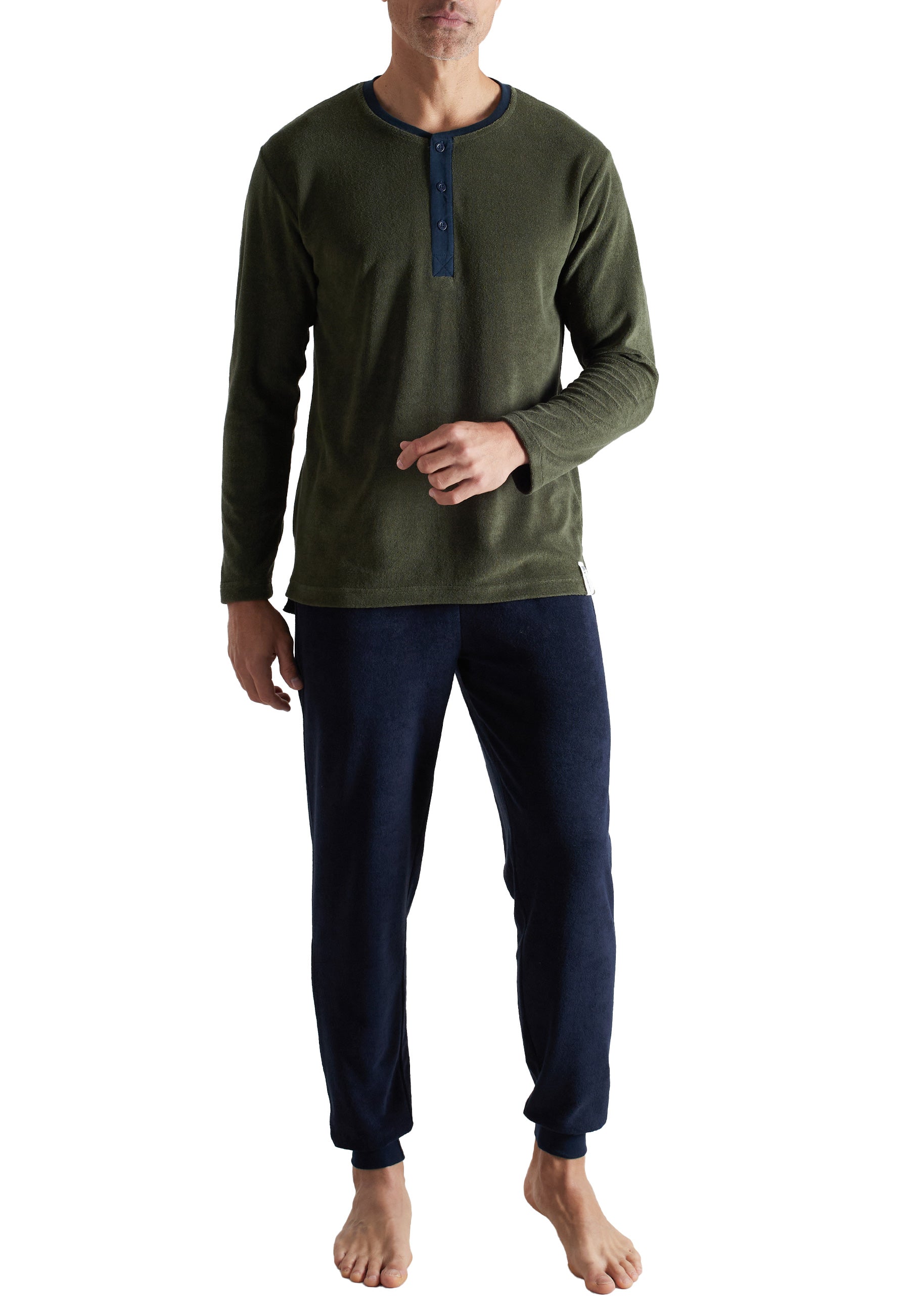 CECEBA Herren Pyjama grün uni