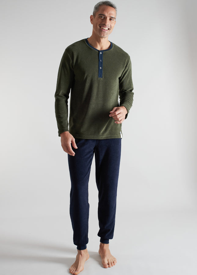 CECEBA Herren Pyjama grün uni