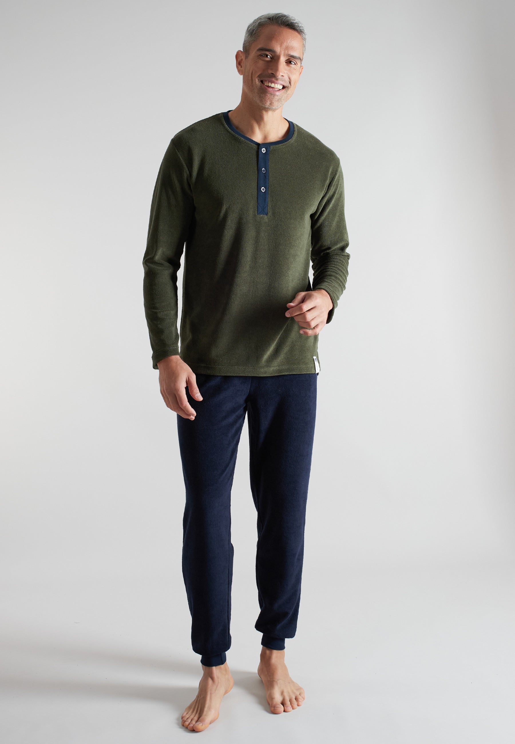 CECEBA Herren Pyjama grün uni