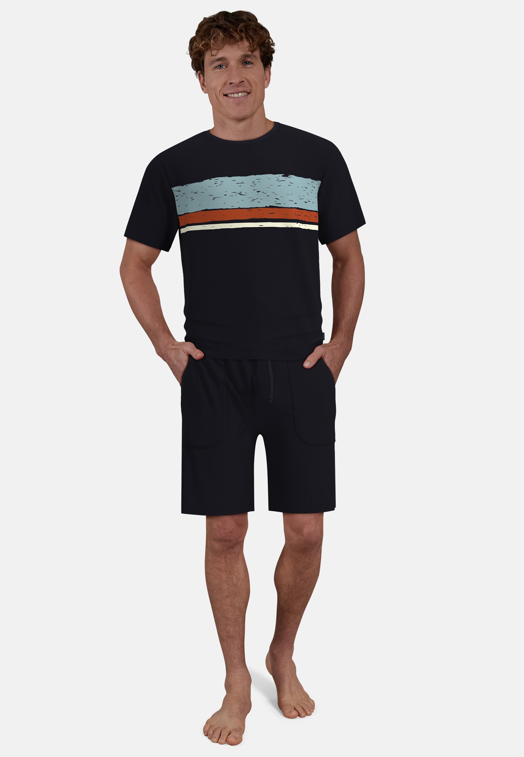 CECEBA Herren Shorty blau bedruckt