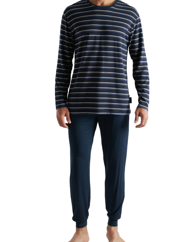 CECEBA Herren Pyjama blau quergestreift
