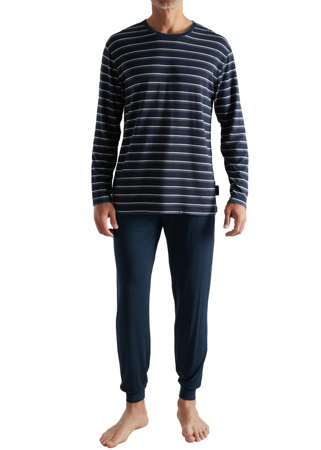 CECEBA Herren Pyjama blau quergestreift