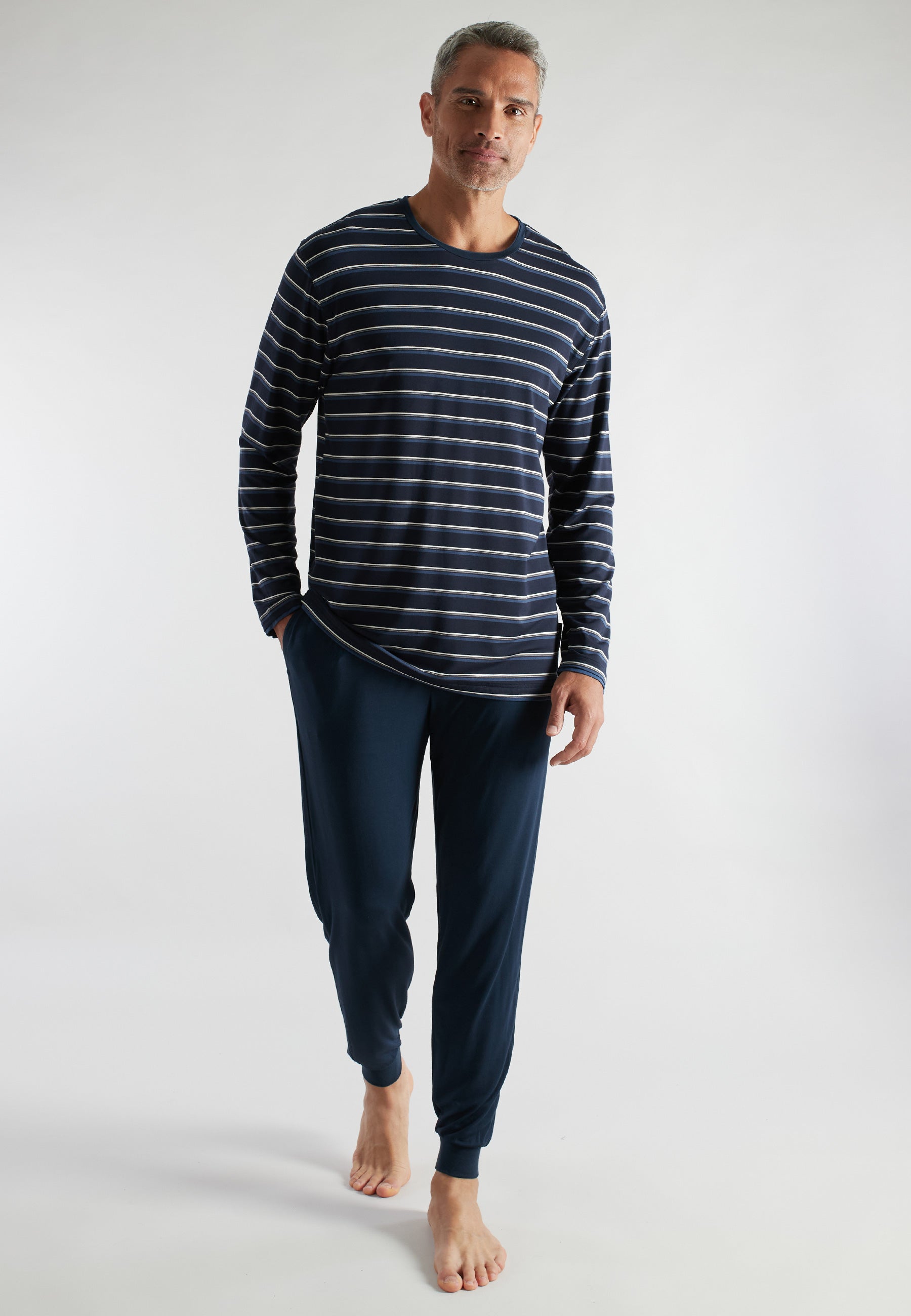 CECEBA Herren Pyjama blau quergestreift