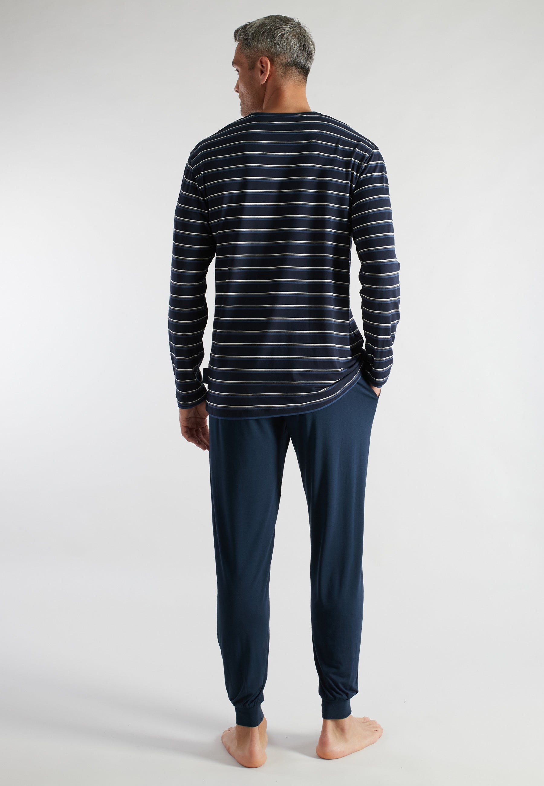 CECEBA Herren Pyjama blau quergestreift