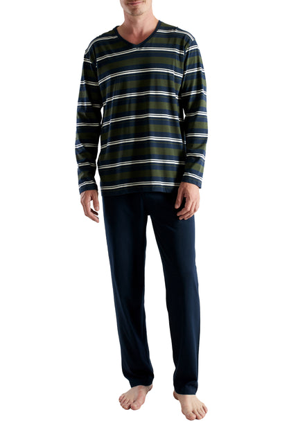 CECEBA Herren Pyjama grün quergestreift