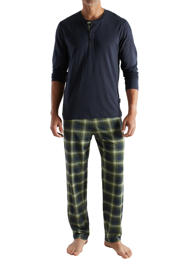 CECEBA Herren Pyjama grün kariert