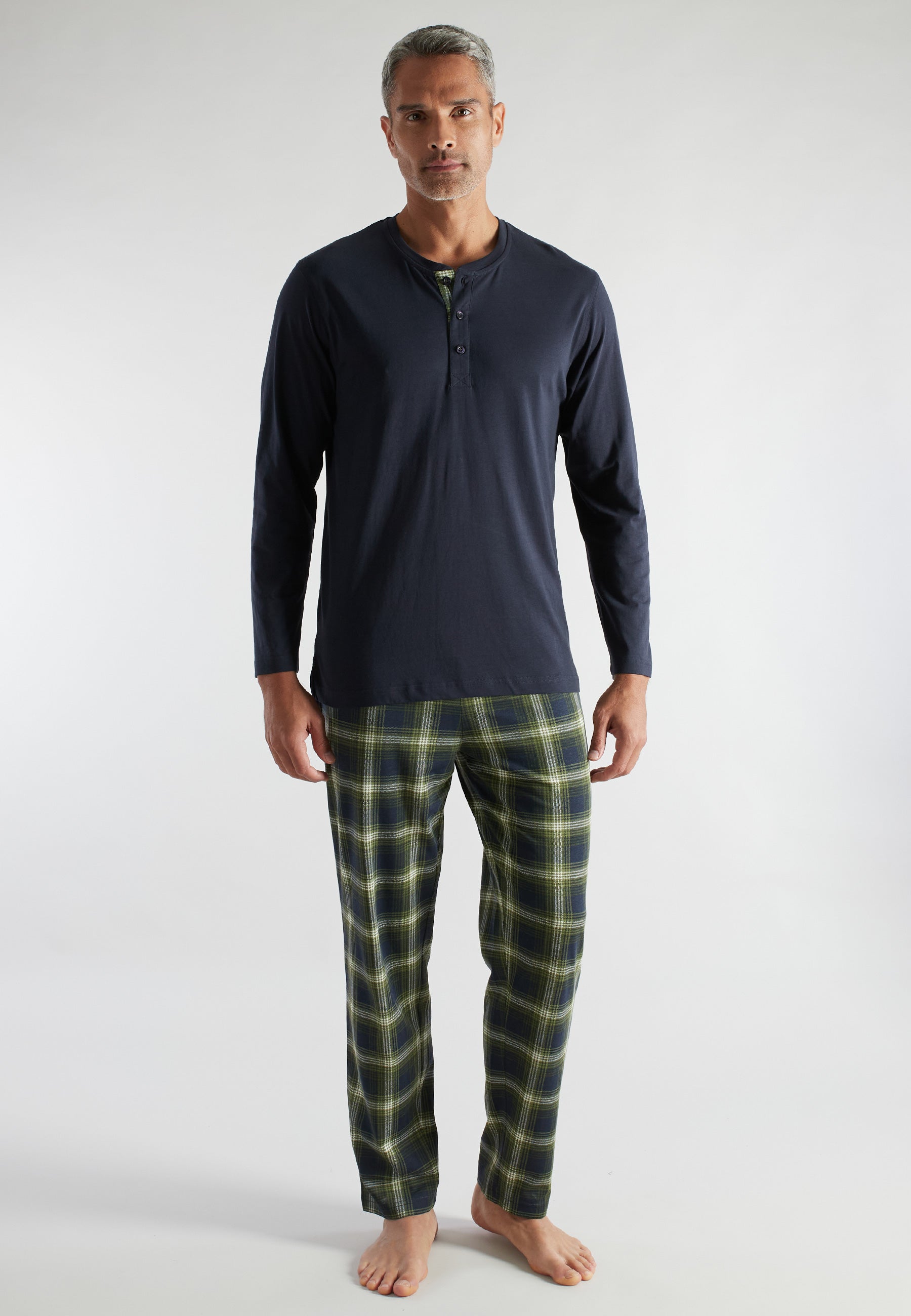 CECEBA Herren Pyjama grün kariert