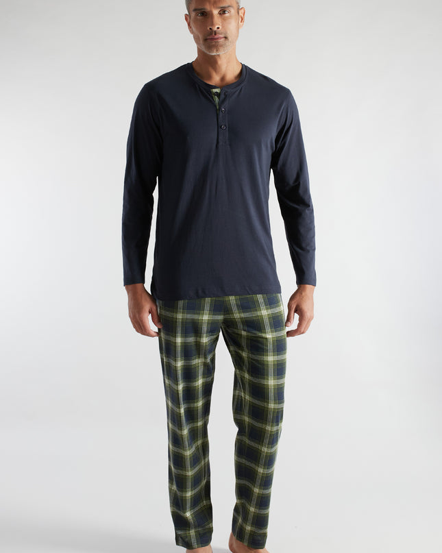 CECEBA Herren Pyjama grün kariert