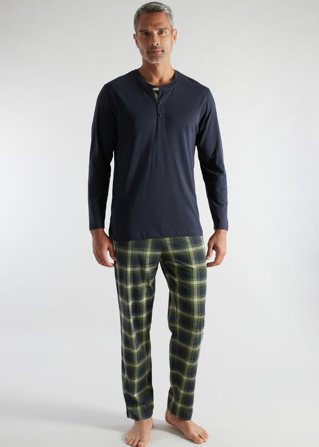 CECEBA Herren Pyjama grün kariert