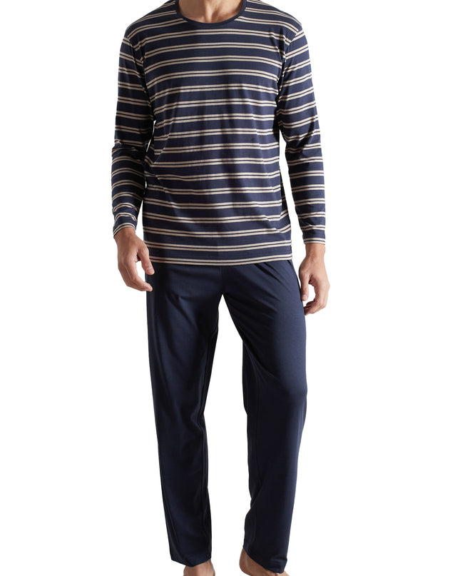 CECEBA Herren Pyjama blau quergestreift