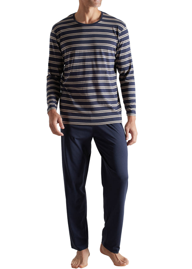 CECEBA Herren Pyjama blau quergestreift