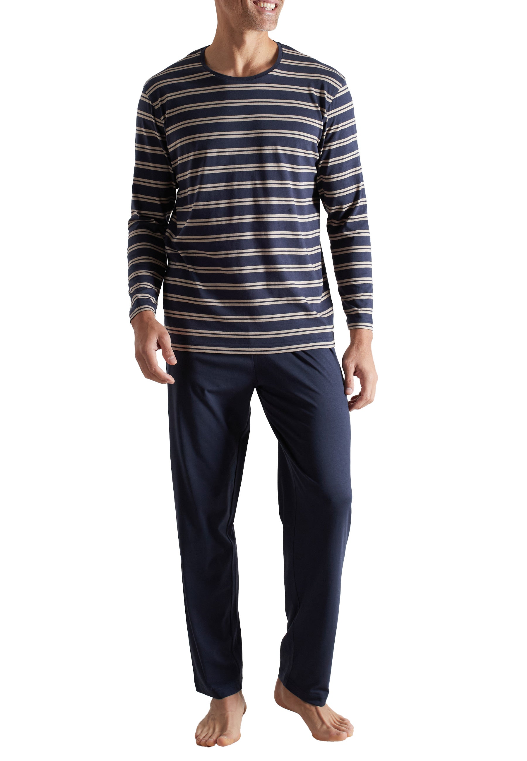 CECEBA Herren Pyjama blau quergestreift