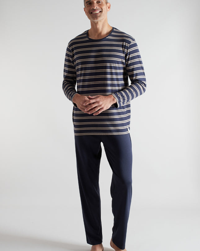 CECEBA Herren Pyjama blau quergestreift