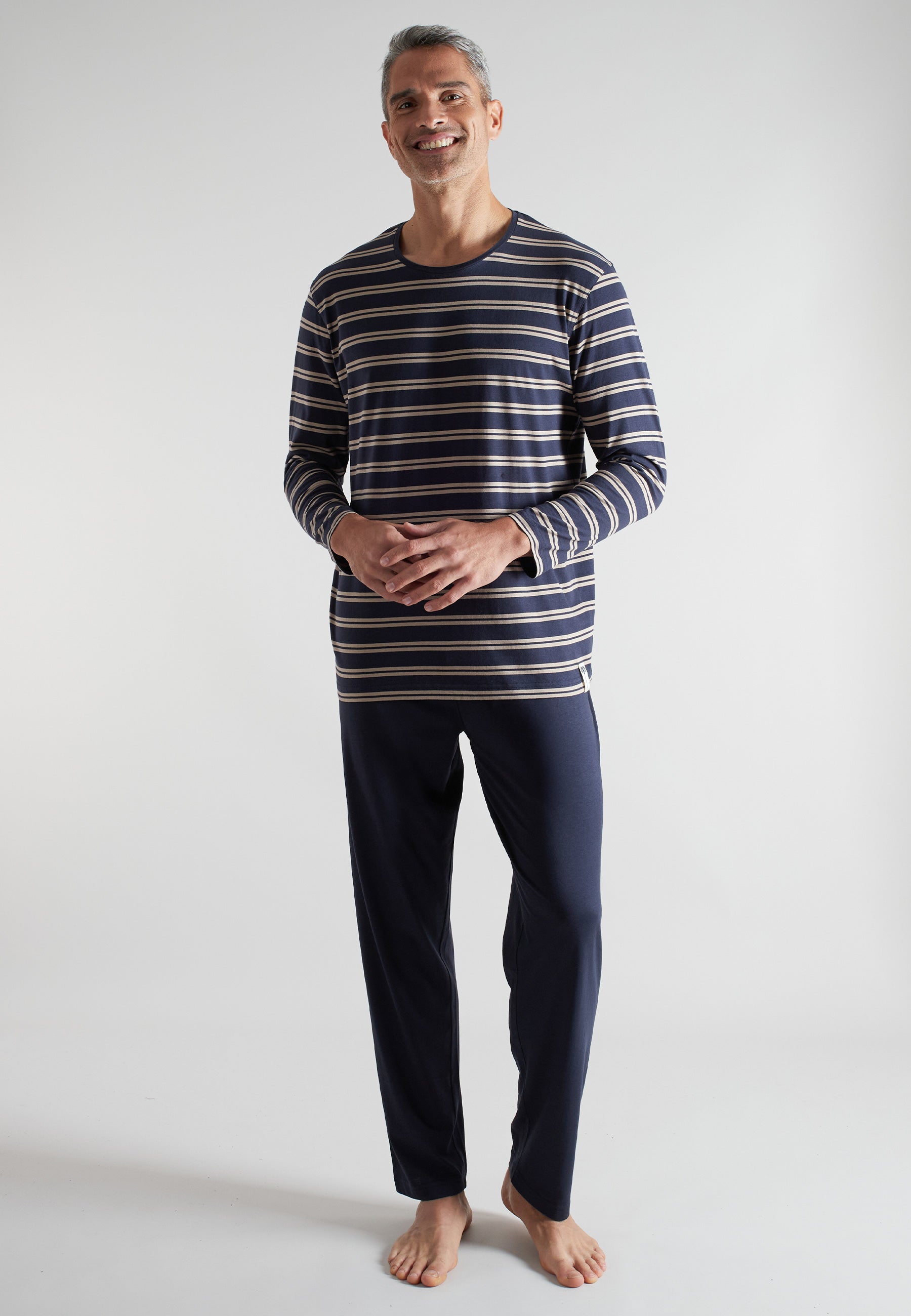 CECEBA Herren Pyjama blau quergestreift