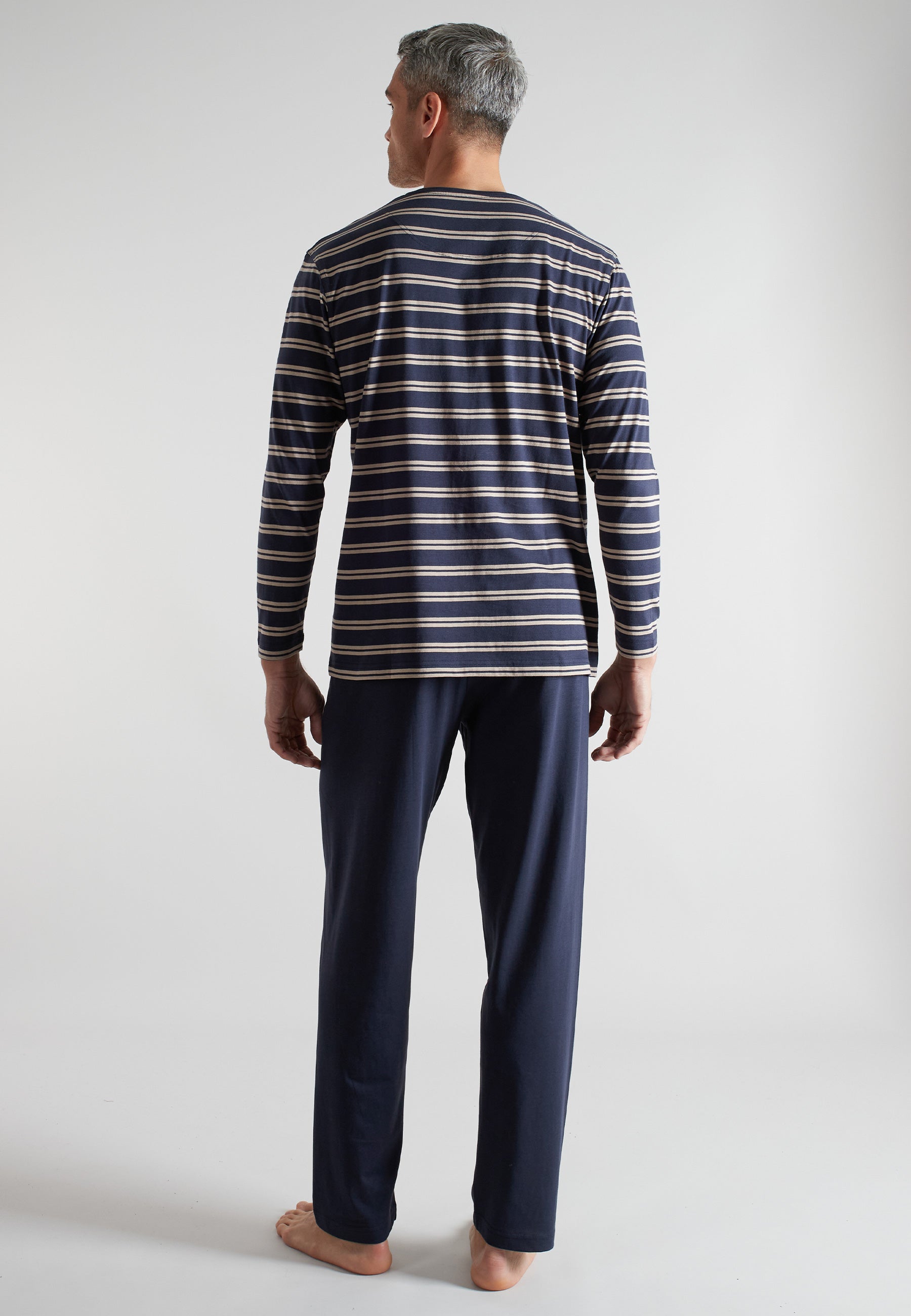 CECEBA Herren Pyjama blau quergestreift