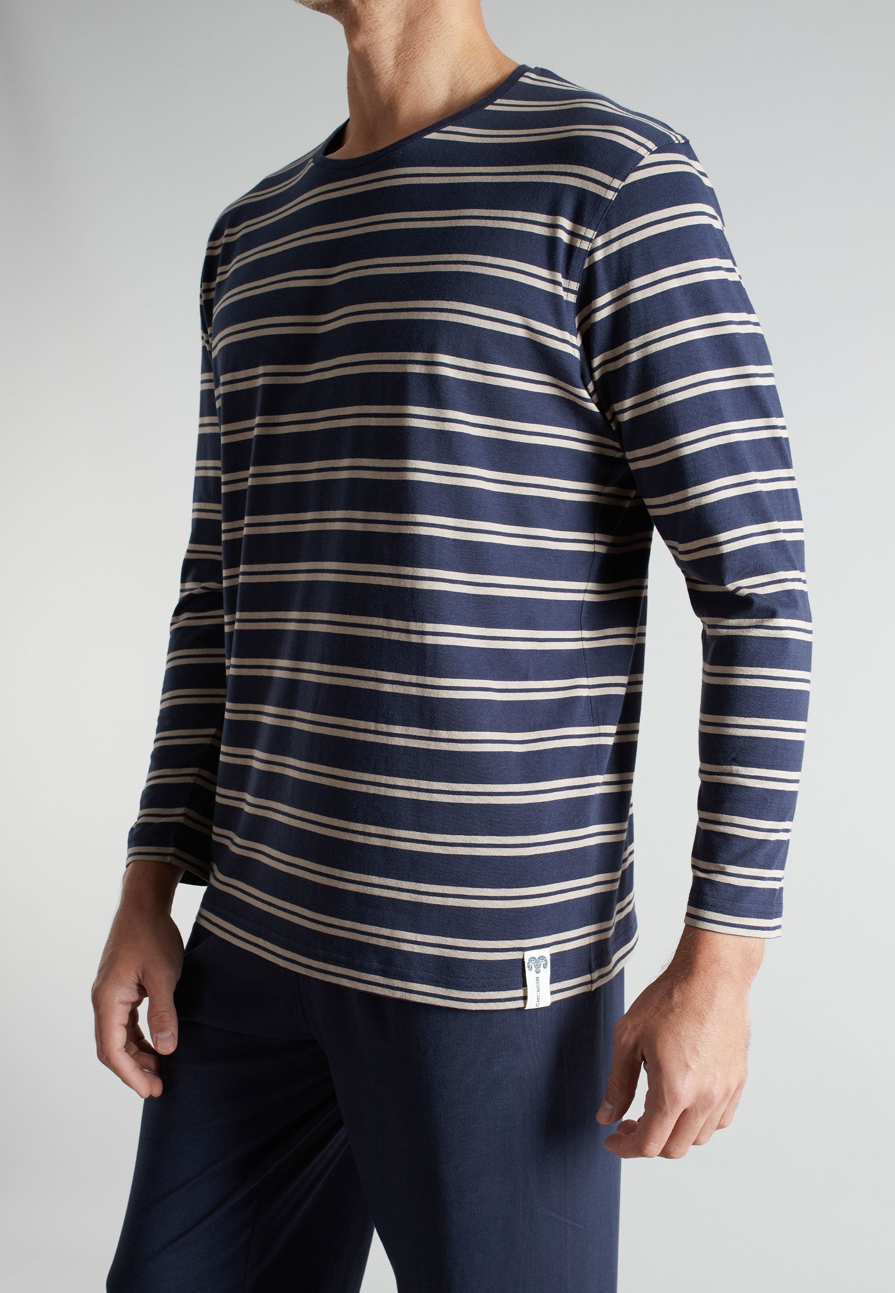 CECEBA Herren Pyjama blau quergestreift