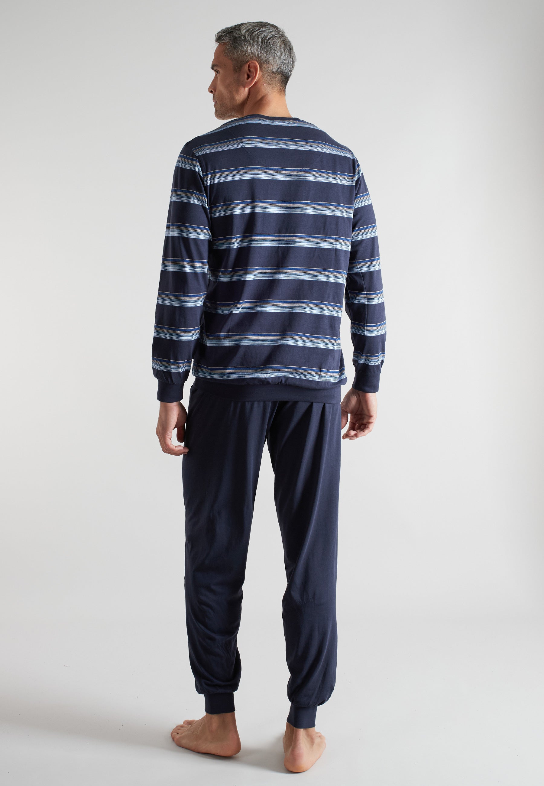 CECEBA Herren Pyjama blau quergestreift